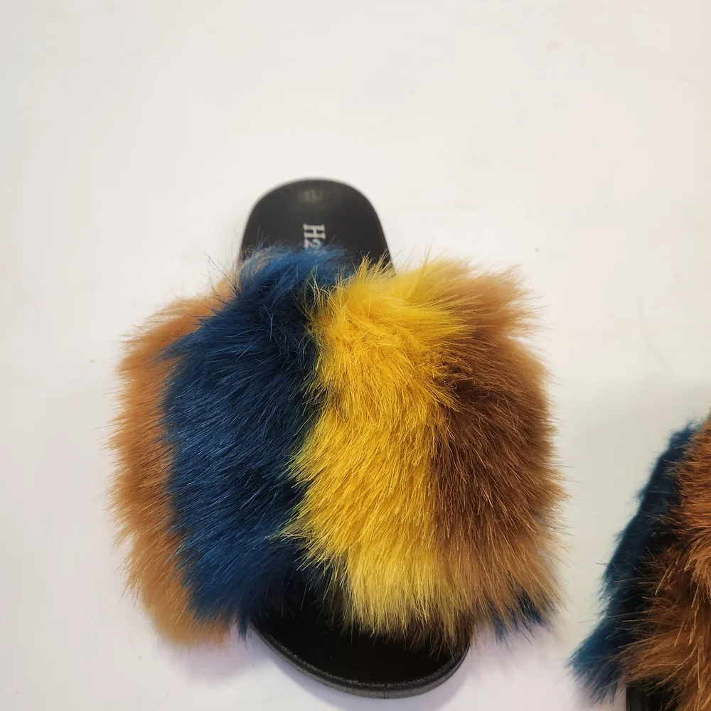 Colorful Fur Slide Sandals